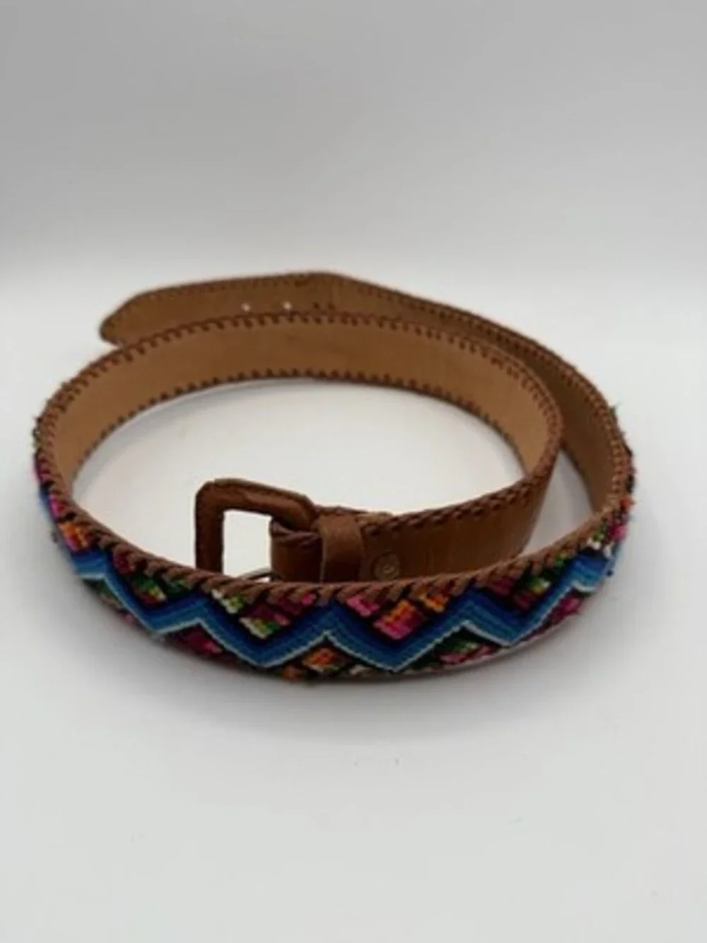 Vintage Braided Multicolor, Leather Woven Belt size 36